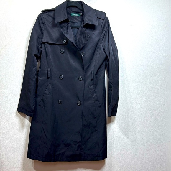 (N5) Ralph Lauren Women's Water Resistant Trench Coat in Black, Size S - Picture 2 of 15
